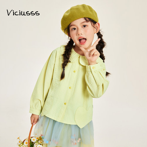 viciusss丸社女童衬衫长袖春秋季