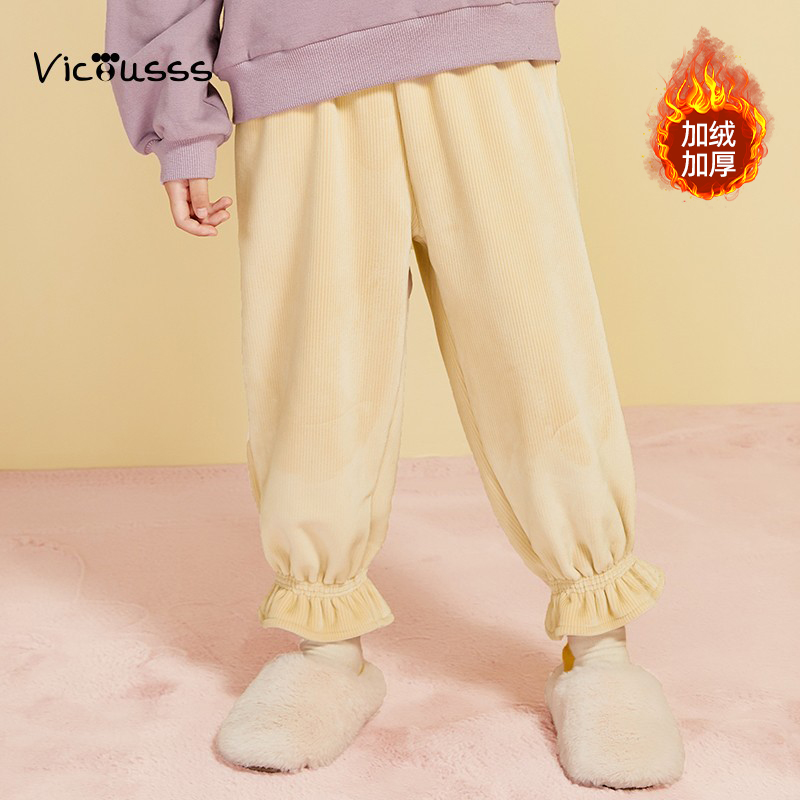 Viciusss女童加绒加厚束脚休闲裤