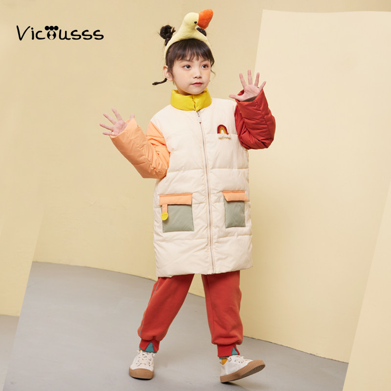 Viciusss丸社儿童棉服2025新款中长款个性女童棉袄男童保暖棉衣厚