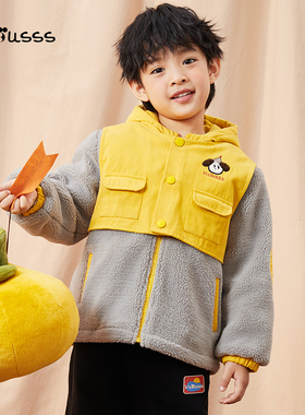 viciusss仿羊羔毛外套男童夹棉加厚保暖冬季新款儿童毛毛棉袄上衣