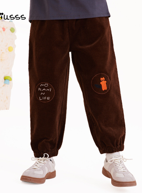 Viciusss丸社女童灯芯绒裤子2025秋冬新款儿童加厚休闲九分裤长裤