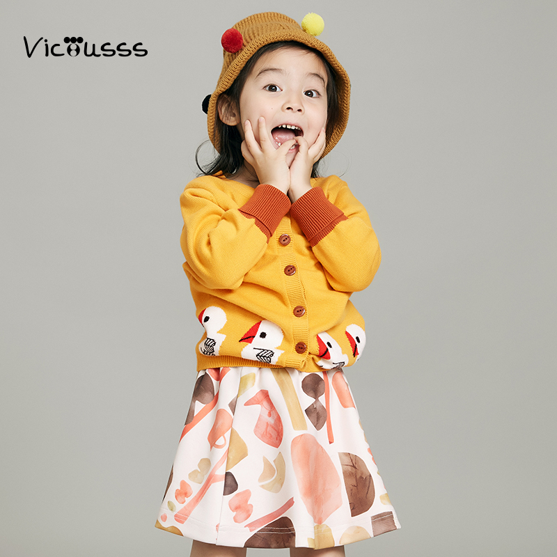 Viciusss丸社女童毛衣针织开衫秋