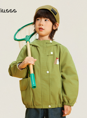 viciusss丸社男童外套纯棉2025新款秋冬儿童男孩帅气立领连帽上衣