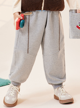 Viciusss丸社男童加厚休闲裤秋冬新款儿童加厚薄绒休闲运动长裤