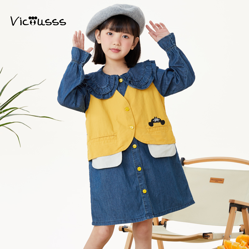 viciusss女童娃娃领牛仔裙