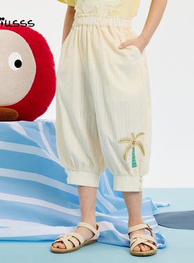 Viciusss2025春夏新款纯棉休闲裤七分裤儿童轻薄透气宽松高腰裤子