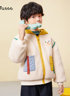 viciusss童装男童摇粒绒外套新款秋冬装连帽加厚保暖仿羊羔毛棉衣
