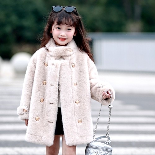 盼盼熊儿童皮草外套女童冬装大衣