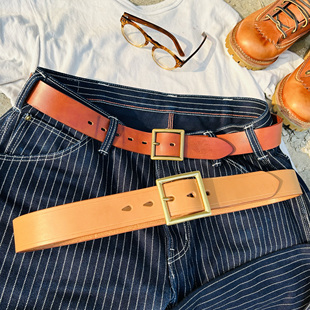 小贝 贝克汉姆同款日字扣 复古 工装 机车 RRL风格 手工皮带订制