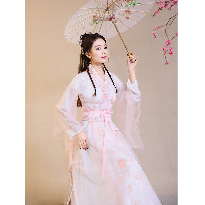 原创汉服女古装超仙气古风学生改良版中国风交领广袖仙女襦裙套装