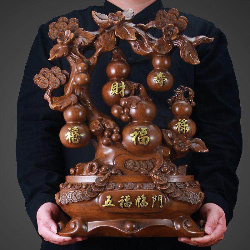 新款聚宝盆五福临门葫芦摆件招财乔迁开业客厅酒柜店铺公司装饰∑