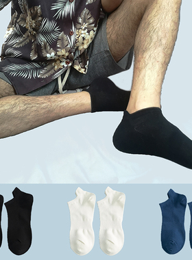 broken6双装夏季薄款纯棉男短袜网眼船袜男白袜防臭吸汗