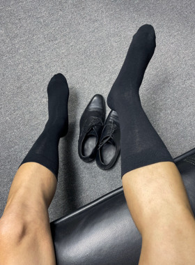 4双装 黑色正装商务男袜藏蓝西装袜常规皮鞋四季款丝光棉长筒纯色