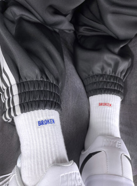 broken刺绣长筒男白袜春夏季纯色简约运动四季款纯棉吸汗防臭常规