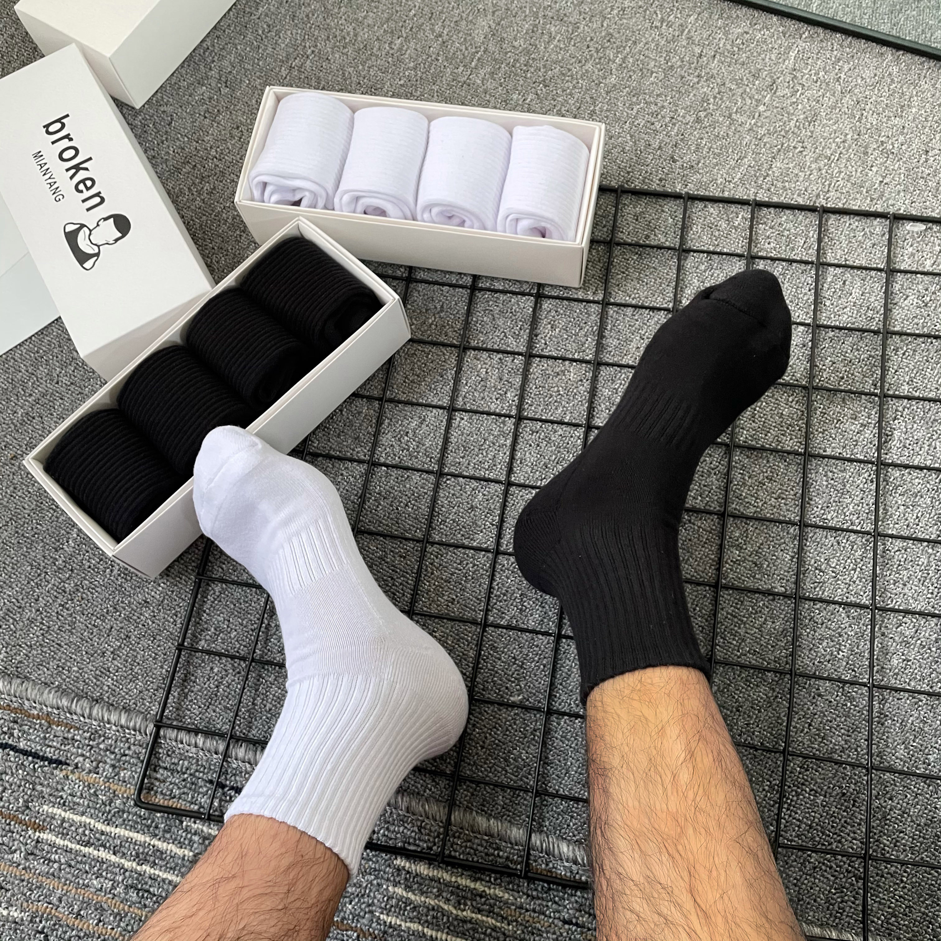 4双装毛巾底纯色中筒四季毛圈