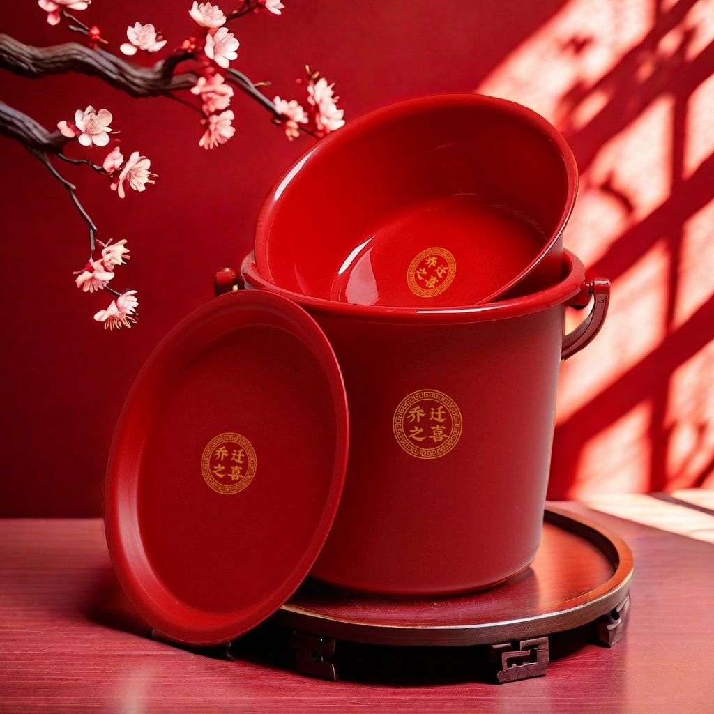 结婚喜桶乔迁搬家红桶家用提手桶