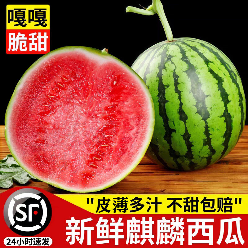 【顺丰可选】西瓜麒麟瓜水果新鲜无籽西瓜8424美都战神甘美小糖丸 - 实物图