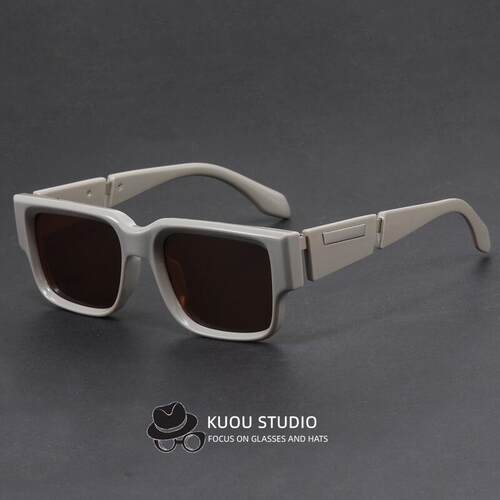 长方形窄框小众独特灰蓝色方形粗框墨镜防紫外线复古简约太阳眼镜