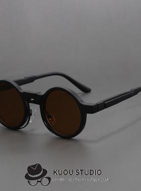 新款欧美蒸汽朋克圆形个性太阳镜 嘻哈潮流网红同款墨镜时尚眼镜