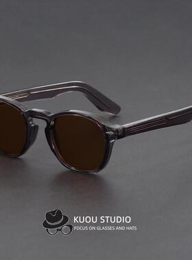 2025新款复古墨镜丙酸插针男女圆框太阳镜时尚CP仿板材高级感太阳