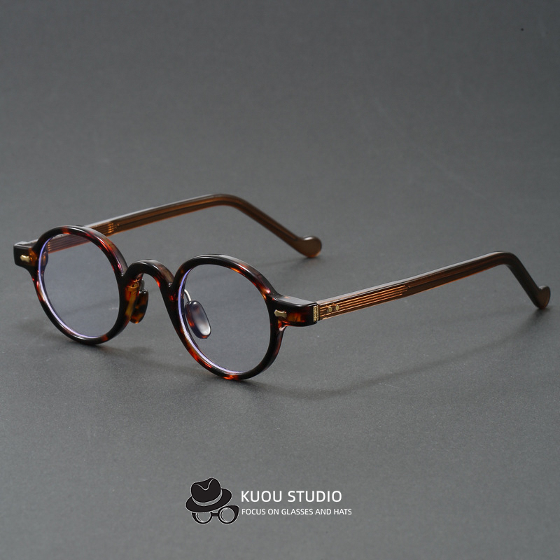 复古时尚文艺青年全框镜架超轻小脸玳瑁配色小圆框防蓝光近视眼镜