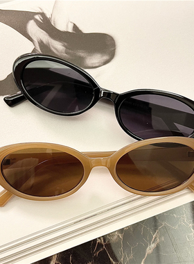 新款个性复古墨镜女街拍椭圆形小太阳眼镜ISN风网红同款港风潮男