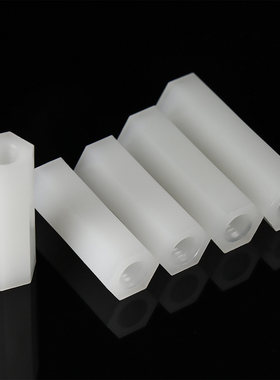 金超尼龙柱平头六角双通螺柱隔离柱白色塑料支撑柱间隔柱M2.5M3M4