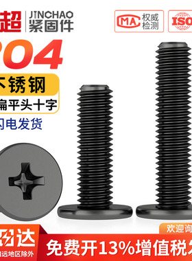 黑色304不锈钢十字扁平头螺丝钉薄头大平头CM电脑螺丝钉MM3M4M5M6