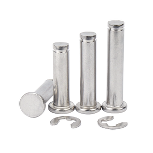 304不锈钢销轴销钉平头带槽定位销卡簧圆柱销M3M4M5M6M8M10M12mm