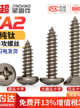 国标TA2纯钛盘头伞头沉头大扁头平头圆头十字自攻螺丝钉M3M4M5mm