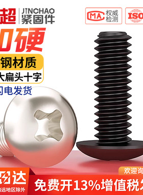 金超黑色/镀镍十字大扁头螺丝伞头机丝螺栓蘑菇头机牙平螺钉M3M4