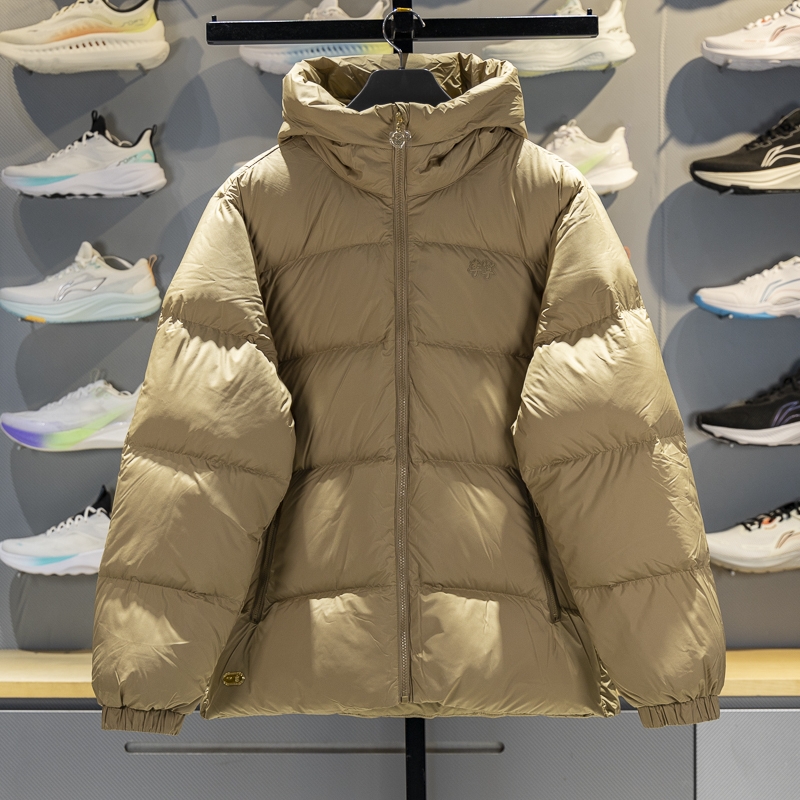 李宁保暖连帽短款男子羽绒服