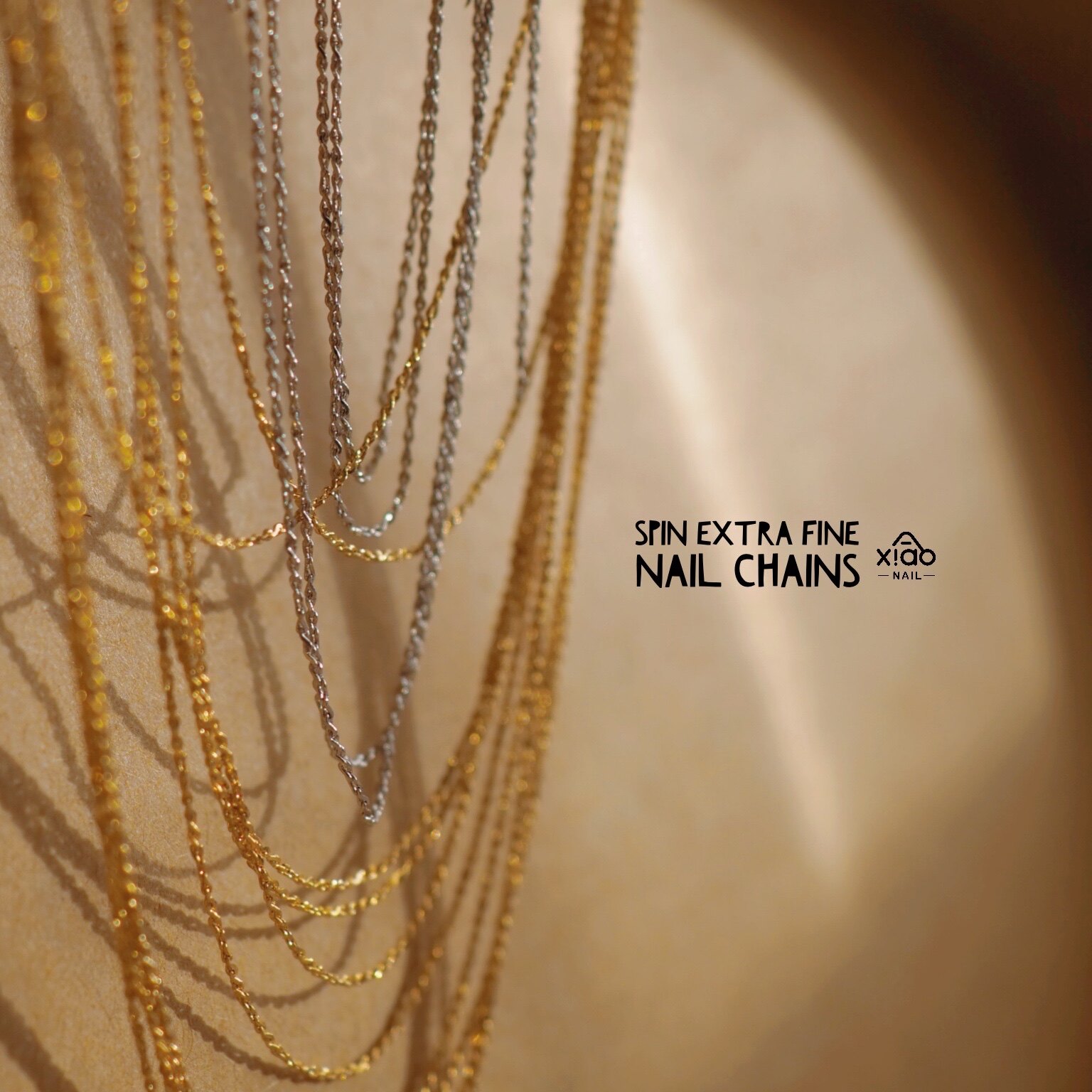 XIAOANAIL人气真金电镀超细麻花金色美甲金属饰品链条DIY指甲贴
