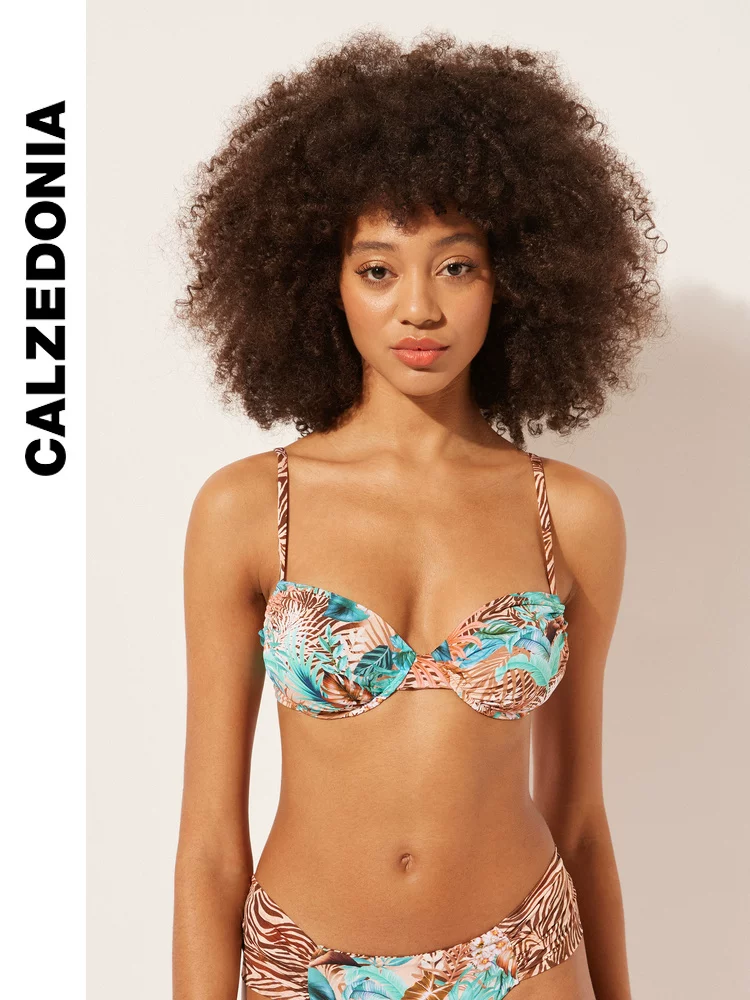 Calzedonia24 Весна и Лето новая мода Sexy Sea Vacation Wind Wind Poly Printing Bikini Swimsuit 1795