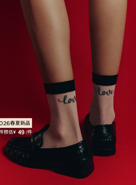 CALZEDONIA卡泽意袜26春夏新女士时尚LOVE字母薄中筒袜短袜DCZ085