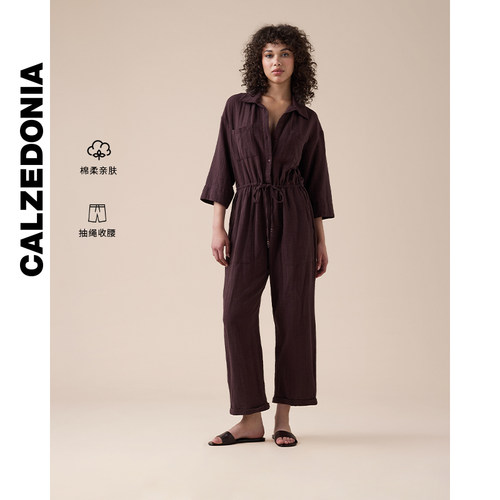 CALZEDONIA卡泽意袜夏季女士海边休闲抽绳收腰翻领连体裤0BDA208