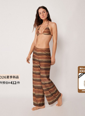 CALZEDONIA卡泽意袜26夏季新女海边图案印花闪粉阔腿裤0BDP214