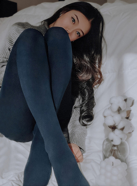 CALZEDONIA卡泽意袜秋冬光腿神器勃艮第红一体加绒连裤丝袜MIC030