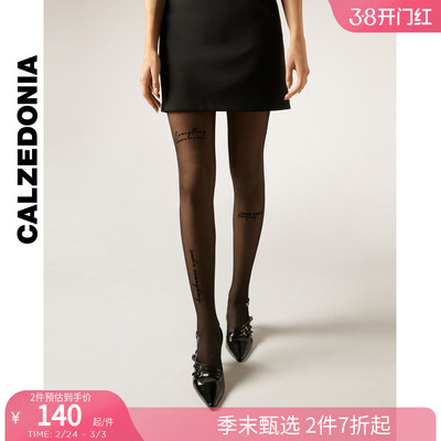 CALZEDONIA卡泽意袜春夏女士30D时尚植绒印花文字连裤袜MODC2195