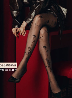 CALZEDONIA卡泽意袜26春新30D时尚玫瑰字母植绒印花丝袜MODC2216