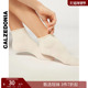 CALZEDONIA卡泽意袜春夏女舒适易搭糖果色卷边白色薄短袜DC0363B