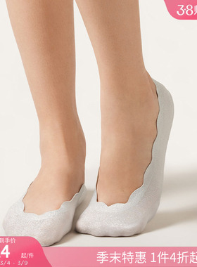 CALZEDONIA卡泽意袜春夏女士时尚波纹袜口闪片隐形浅口袜DC0578