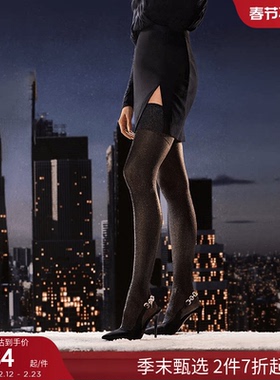 CALZEDONIA卡泽意袜25秋冬新女士20D闪粉透明过膝袜大腿袜DLG019