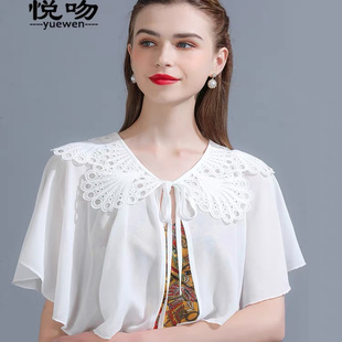 蕾丝镂空云肩搭配明制汉服假领子旗袍裙子披肩舞台表演连衣裙衣领