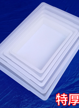 特厚加厚长方形白盆冷冻盘麻辣烫烧烤冰柜展示柜白色塑料盆矮浅盘