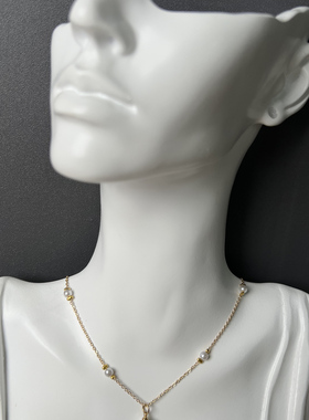 复古风时尚简约百搭金色吊坠项链