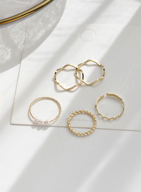 唯美日韩轻奢简约波浪形戒指个性