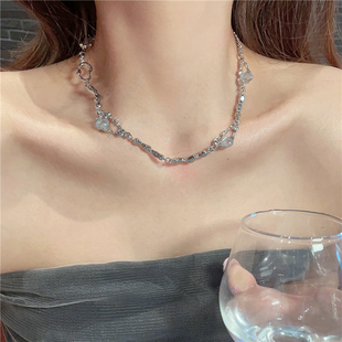 甜酷辣妹风几何项链2023年新款 不规则轻奢简约高级感锁骨链配饰潮