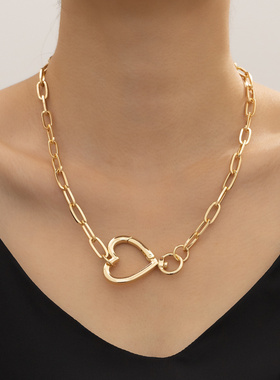 甜美风时尚个性简约金色爱心项链
