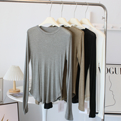 t恤女早秋圆领超软莱赛尔内搭打底衫 长袖 上衣 桑蚕丝修身 软糯亲肤